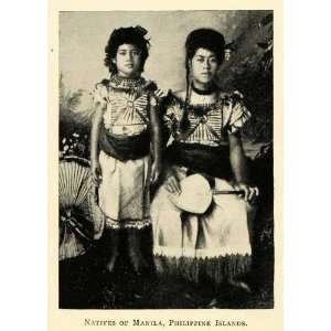  1898 Print Manilla Philippines Native Woman Child Cultural Costume 
