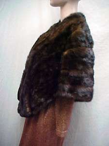 VintageLuxe Dark Brown Real Mink Fur Stole Cape  