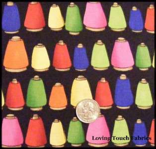 OOP 2007 Loralie Sewing Theme Thread Fabric FQ 18x 22  
