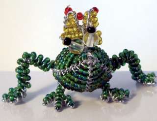 Frog Prince Wire & Glass Bead Mini Sculpture Beadworx NEW  