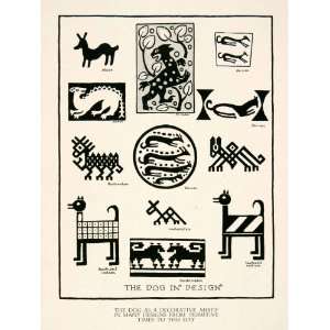  1929 Print Dog Design Image Ancient Symbol Icon Geometric 