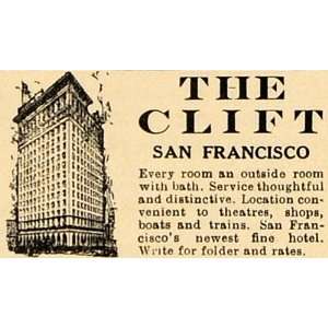  1926 Ad Clift Hotel San Francisco Theater Boats Rooms 