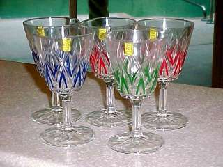 Vintage French Red Wine Glasses, Red, Green, Blue VMC  