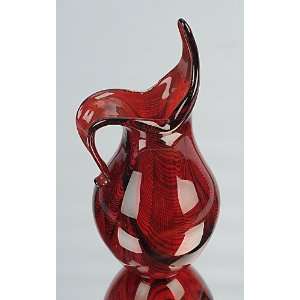  Murano Design Hand Blown Glass Art   Red Hot Open Jug Love 