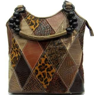 Bueno Hobo Handbag Multi Reptile Skin Pattern Beaded  