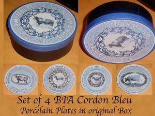 BIA Cordon Bleu ~  ~ Set 4 Cow label Porcelain Plates 