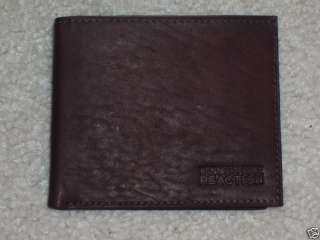 Kenneth Cole Mens Leather Bifold Wallet Brown NEW  