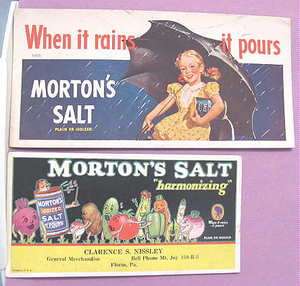 Vintage MORTON SALT Advertising Ink Blotter Early Version w 