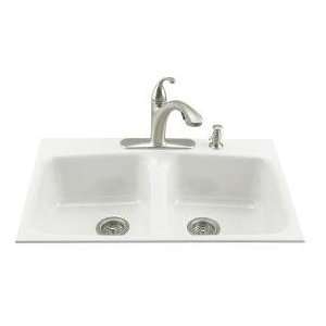 Kohler Brookfield K 5898 5 0 White Tile In Kitchen Sink with Five Hole 