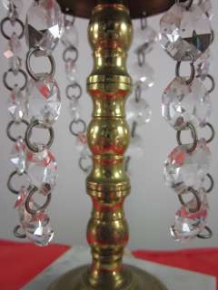 Vintage Crystal Chandelier Cascades Marble & Brass Lamp  