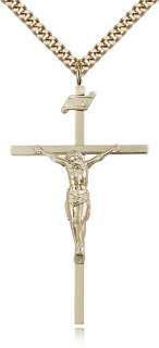 12K Gold Fill Classic Large Crucifix Pendant Necklace  