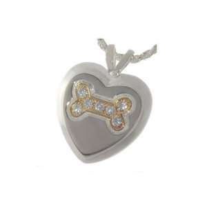  Stone Dog Bone Heart Cremation Jewelry in Sterling Silver 