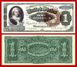 1886 $1 MARTHA WASHINGTON SILVER NOTE  OVERSIZED COPY  