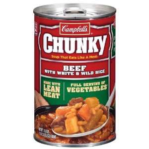 Campbells Chunky Soup, Beef with White & Wild Rice, Case of 12 18.8 