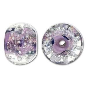  Purple Swirl and Silver Bubbles Dichroic Boro Glass Large Hole Bead
