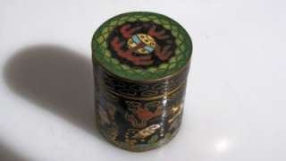CHINESE ANTIQUE MINIATURE CLOISONNE LIDDED CONTAINER DRAGON  