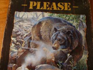 PLEASE NO SMOKING Black Bear Lodge Log Cabin Camping Home Decor Sign 