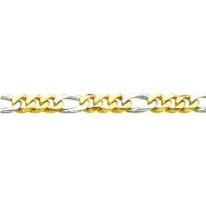  14K Two Tone Gold Figaro Chain Bracelet 8 Jewelry