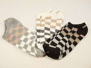 set of 3 Womens socks Checker Design Black white gray  