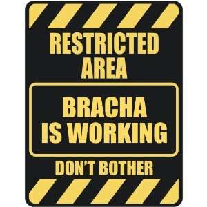   RESTRICTED AREA BRACHA IS WORKING  PARKING SIGN