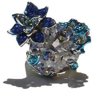 Swarovski Crystal Ring Size 6 9 Ladies Frog and Flower  
