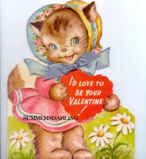 Fabric Blocks*Two*Valentine Cat Holding Heart Adorable  