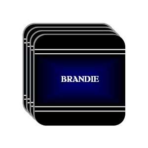 Personal Name Gift   BRANDIE Set of 4 Mini Mousepad Coasters (black 
