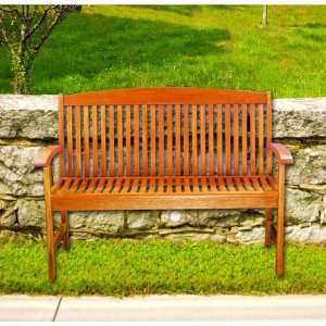 Achla Patio Brown Wooden and Durable Polyurethane Classic Slat Bench 