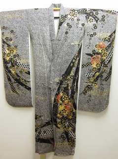   SHIPPING 13a0515 Japanese Kimono FURISODE Gorgeous Design Tall Silk