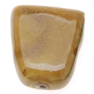  Glazed Porcelain Trapezoid Shape Beads Yellow With Brown 