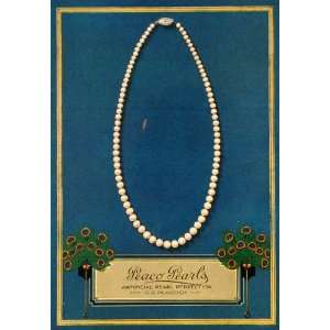   Ad Peaco Pearls Artificial Peacock Feather Jewelry   Original Print Ad