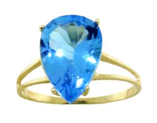 14K. Gold Natural Blue Topaz Pear Shaped Gemstones Set of Earrings 