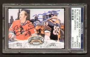 Bobby Hull & Mike Ditka signed auto 2009 UD Heroes PSA  