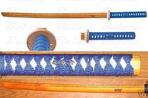 United Cutlery Wood Bokken Wht Rayskin Blue Cord UC2563  