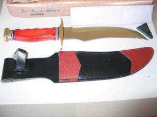 surgical steel, cocobolo handle, brass bolster, leather