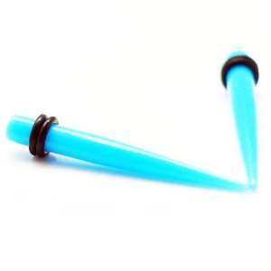  Sky Blue Neon Ear Taper & Stretcher Gauge Ear Plugs ~ 2G ~ 6 