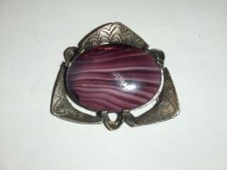 Vintage 1970s Scottish Pewter & Agate Brooch Miracle  