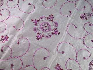 Beaded Tissue Fabric Table Overlay Topper Tablecloth 40  