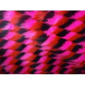 Faux Fake Fur Zigzag 3 Tone Red Fuchsia Black Fabric By 