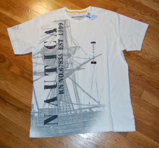 NAUTICA T SHIRT Men Cotton White Color Nautica Jeans Logo Size XL 