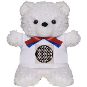    Teddy Bear White Flower of Life Peace Symbol 