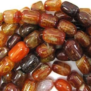  14 20mm brown fire agate barrel beads 13 strand