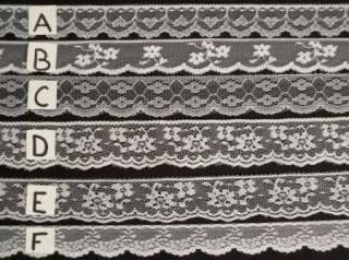 LOT 10 YARDS WHITE LACE CHOICE HEARTS FLORAL SCALLOP NET TRIM 1 1/4 