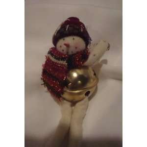  Rustic Felt Snowman Ornament with Bells 