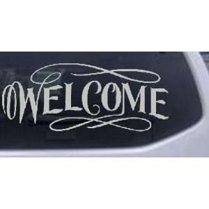 Welcome Swirls Business Car Window Wall Laptop Decal Sticker    Silver 
