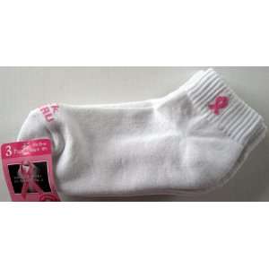   Sock White/Pink Rib  Pink Breast Cancer Ribbon
