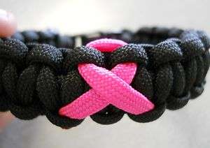 PARACORD BRACELET ~BREAST CANCER AWARENESS~ ((NEON PINK RIBBON 
