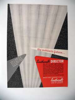 Smithcraft Lighting Director Fluorescent Light Fixture fixtures 1953 