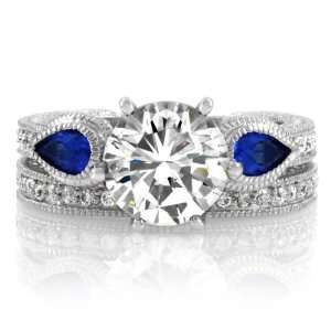  Suzettes CZ Diamond & Sapphire Wedding Ring Set   Final 