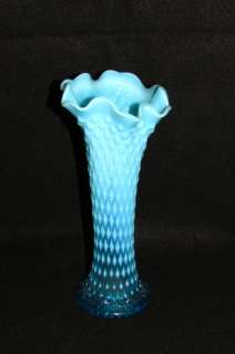 Diamond Point Blue Opal Vase Carnival Super Pretty  